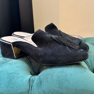 KARL LAGERFELD Suede Tassle Mules (Size 6.5)
